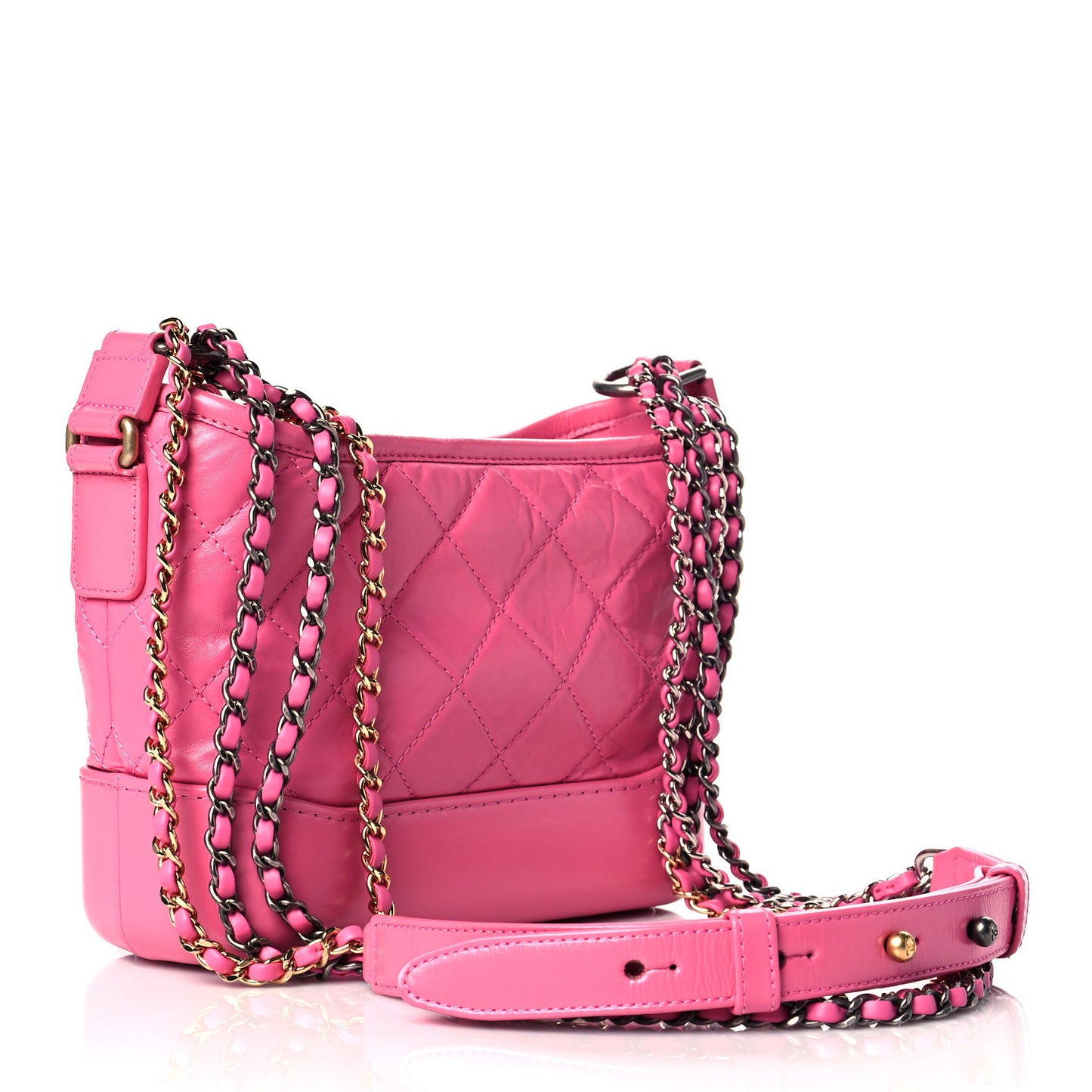 Aged Calfskin Quilted Small Gabrielle Hobo Rose