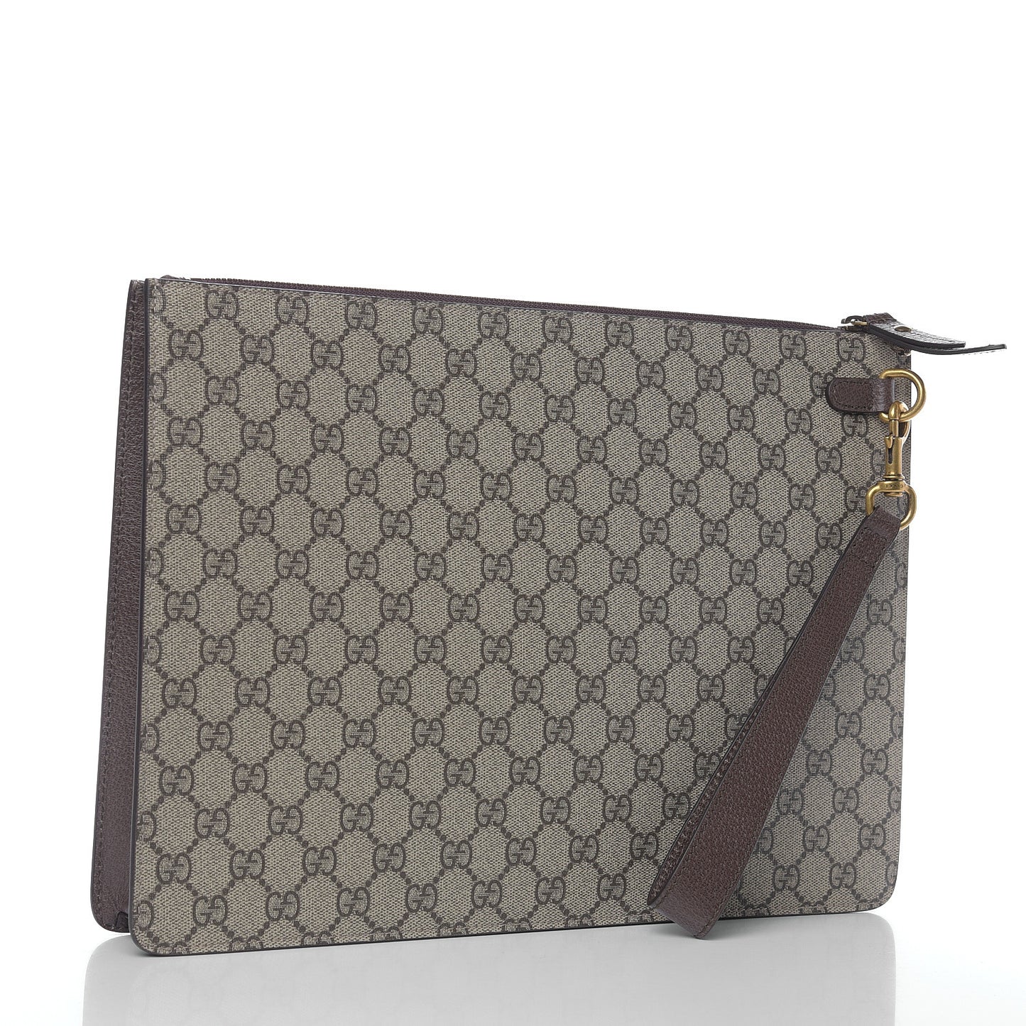 GG Supreme Monogram Web Animalier Bee Embroidered Medium Documents Holder Beige New Acero