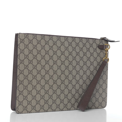 Gucci GG Supreme Monogram Web Animalier Bee Embroidered Medium Documents Holder Beige New Acero 3 of 9
