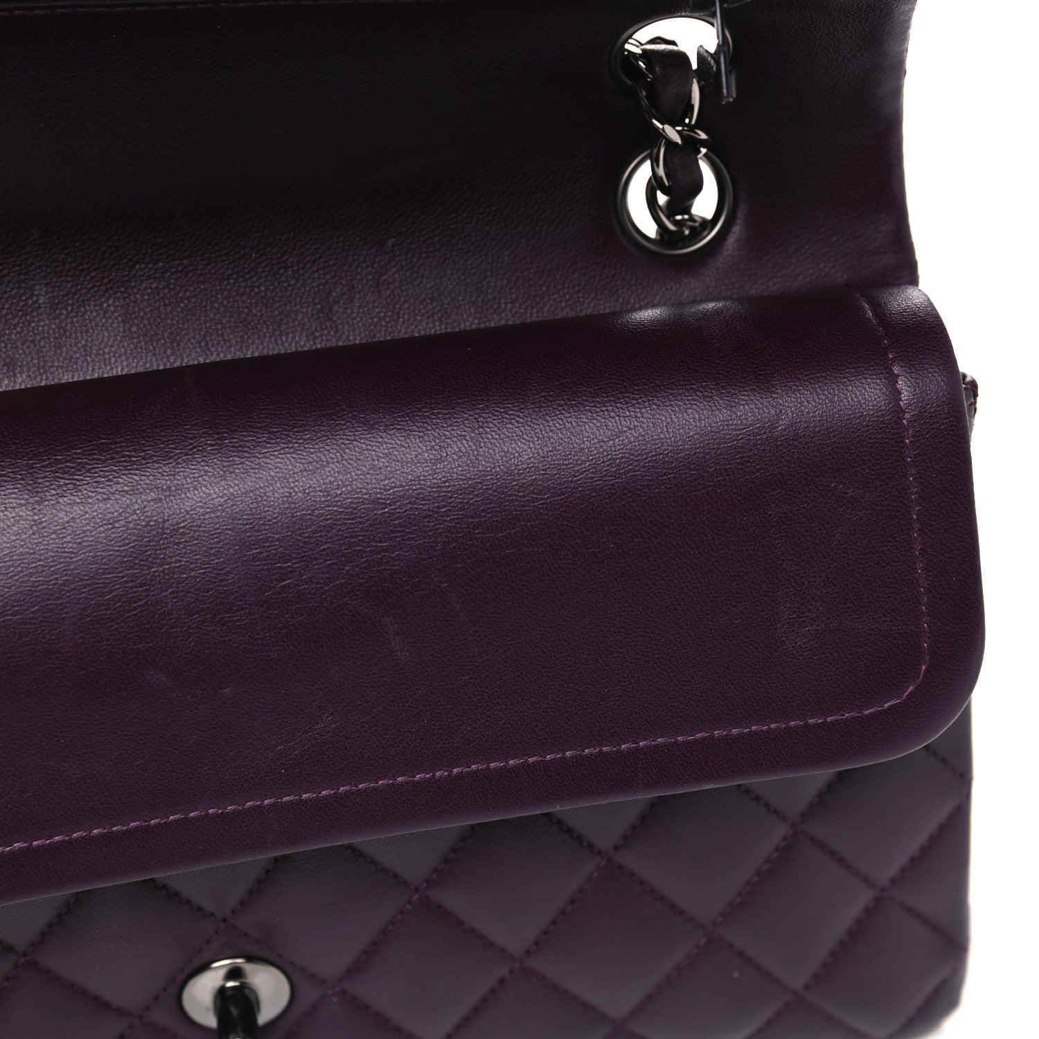 Chanel Lambskin Quilted Medium Double Flap Purple 6 of 10
