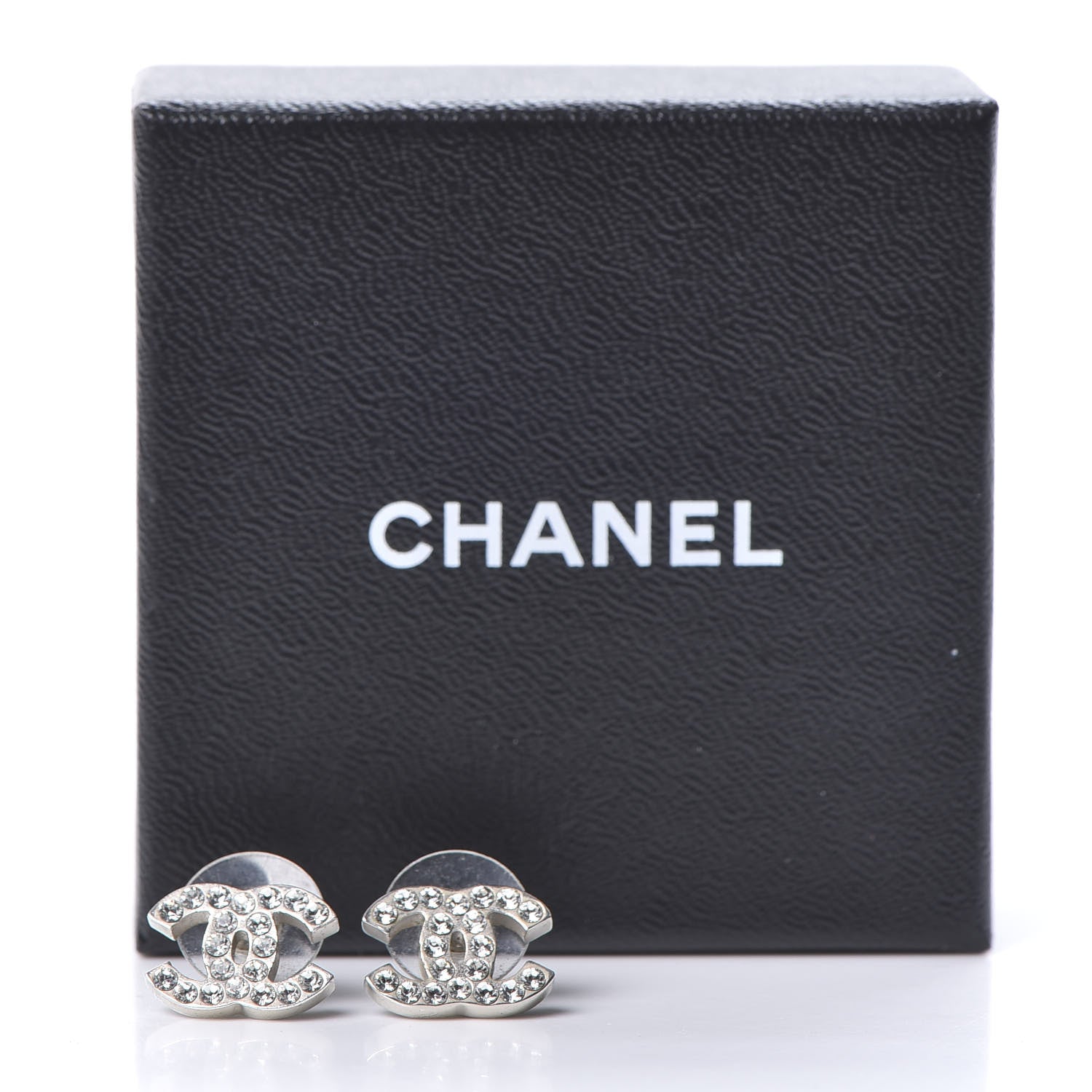 Chanel Crystal CC Earrings Silver 5 of 5