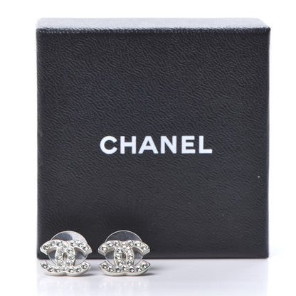 Chanel Crystal CC Earrings Silver 5 of 5