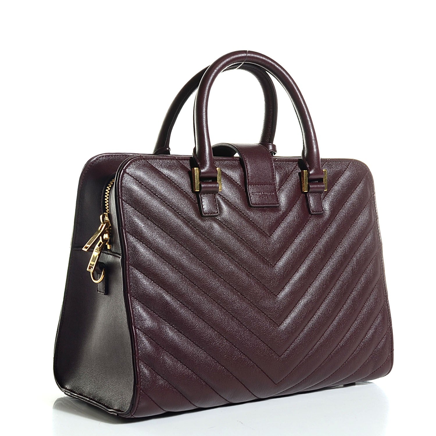 Saint Laurent Calfskin Matelassé Monogram Small Cabas Bordeaux 3 of 9