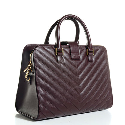 Saint Laurent Calfskin Matelassé Monogram Small Cabas Bordeaux 3 of 9