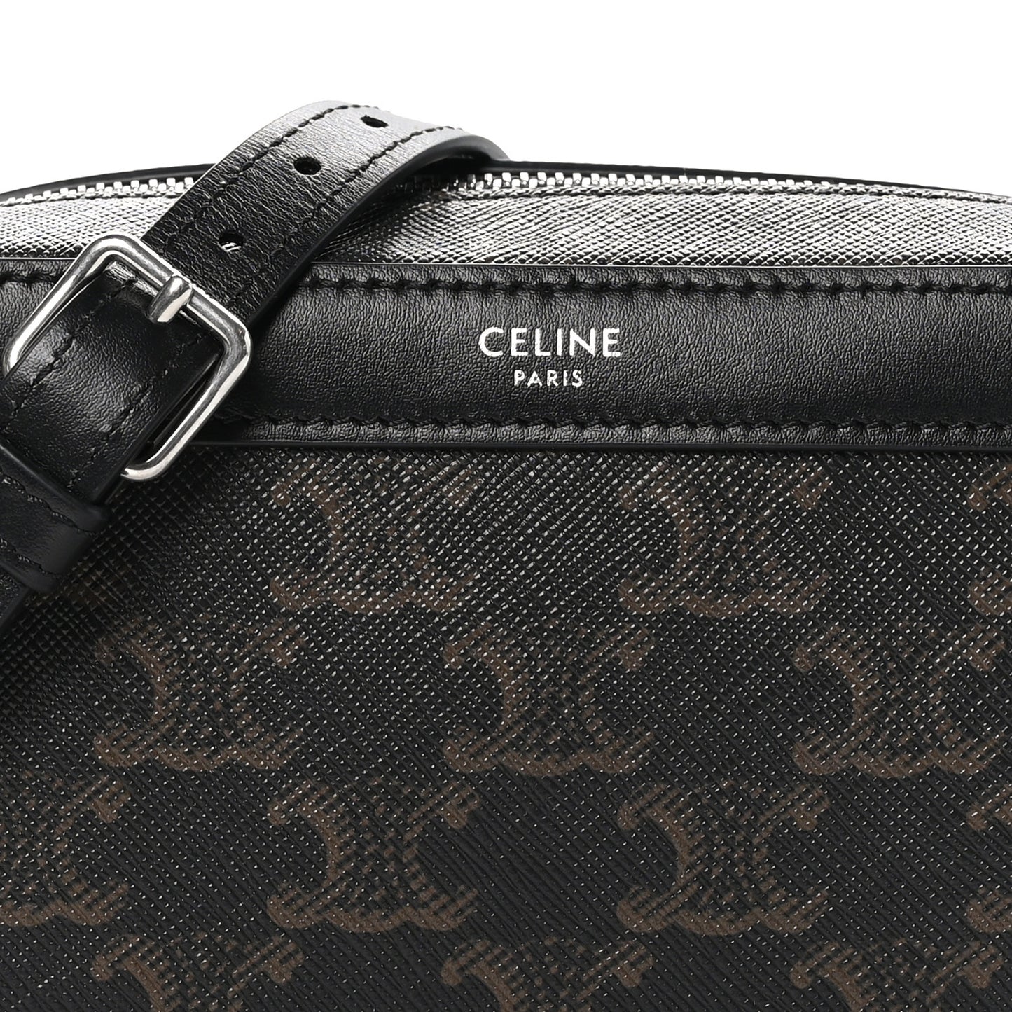 Triomphe Canvas Mini Bowling Shoulder Bag Black