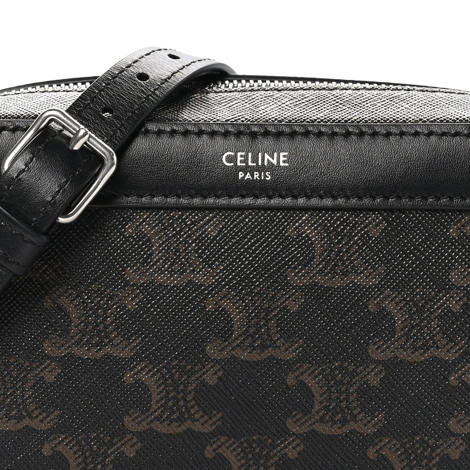 Celine Triomphe Canvas Mini Bowling Shoulder Bag Black 8 of 10