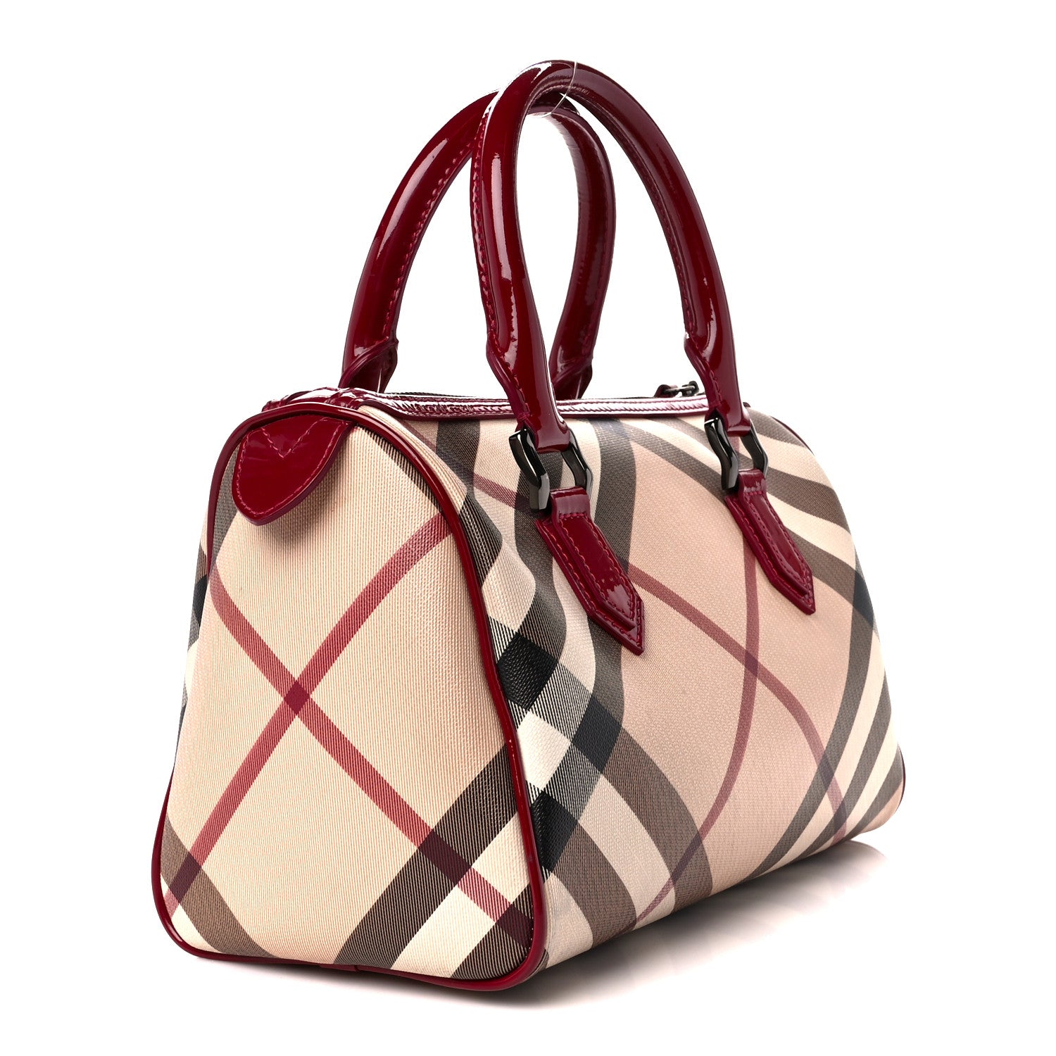 Burberry Patent Nova Check Chester Bowling Bag Raspberry Sorbet 3 of 12