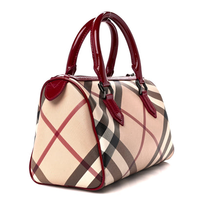 Burberry Patent Nova Check Chester Bowling Bag Raspberry Sorbet 3 of 12