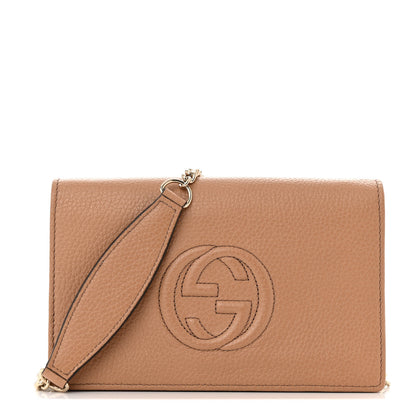 Gucci Pebbled Calfskin Soho Wallet On Chain Camelia 1 of 10