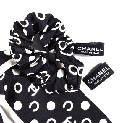 Chanel Silk CC Twilly Hair Tie Black White 2 of 3