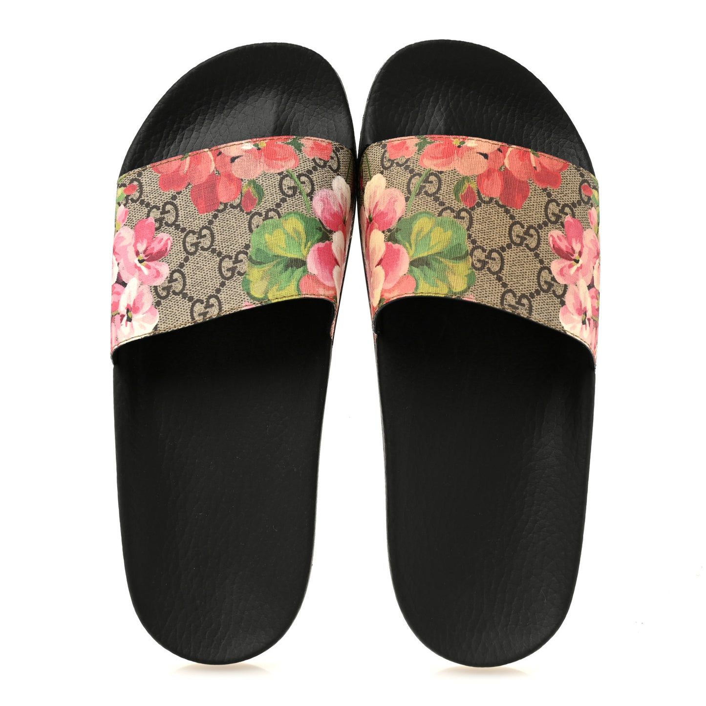 GG Supreme Monogram Blooms Slide Sandals 40 Beige Multicolor