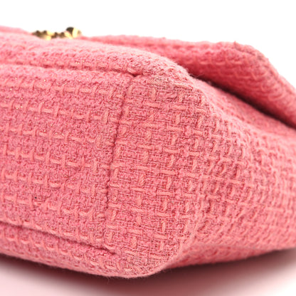 Chanel Metallic Tweed Quilted Large Chanel 19 Flap Pink 10 of 11
