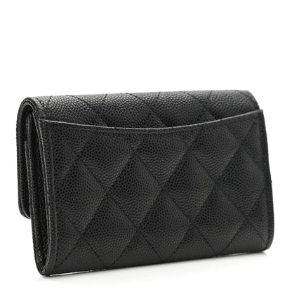 Chanel Caviar Quilted Enamel Coco Casino Flap Card Holder Wallet Black 3 of 9