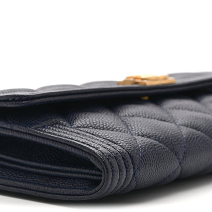Chanel Caviar Quilted Large Boy Gusset Flap Wallet Blue 10 of 11