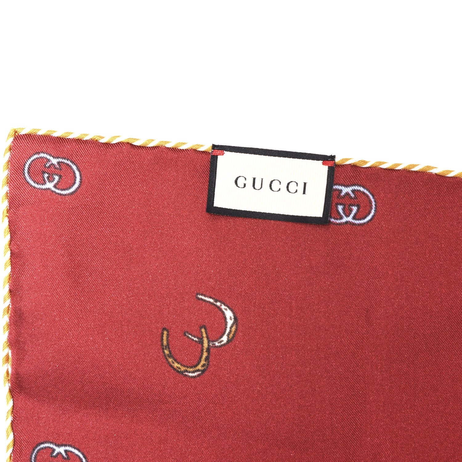 Gucci Silk Twill Poket Logos Pocket Square Red 2 of 3