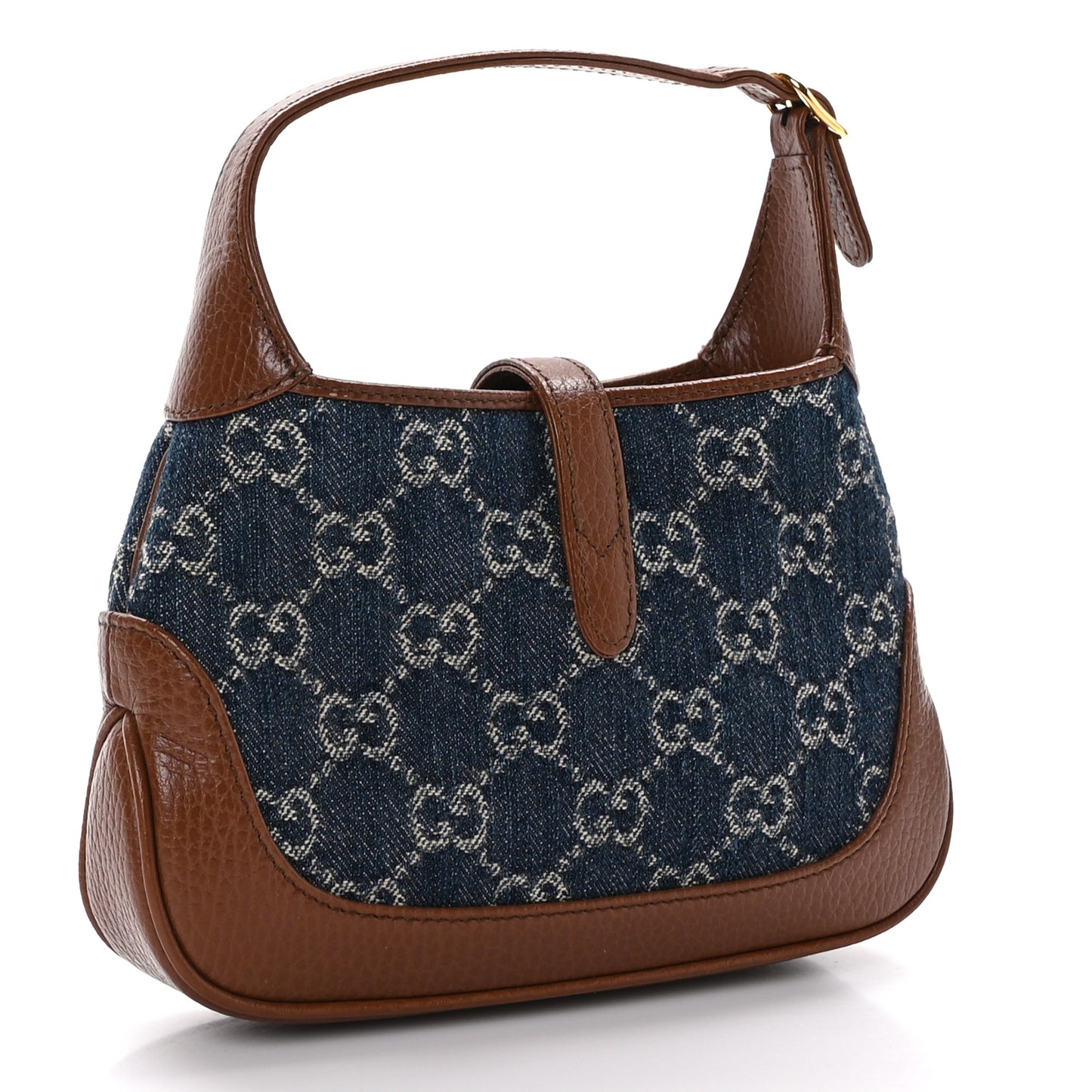 New Denim GG Monogram Calfskin Mini Jackie 1961 Hobo Blue Tea Cuir