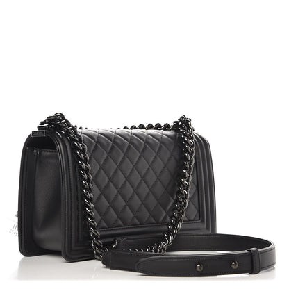 Chanel Calfskin Quilted Medium Boy Flap So Black 3 of 7
