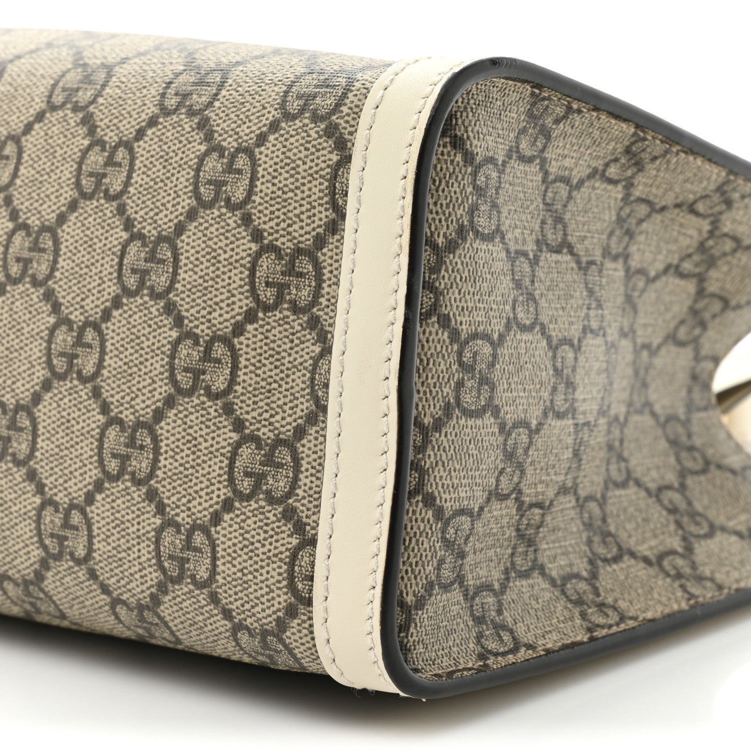 Gucci GG Supreme Monogram Moon Calfskin Small Padlock Tote Beige Ebony Mystic White 8 of 15