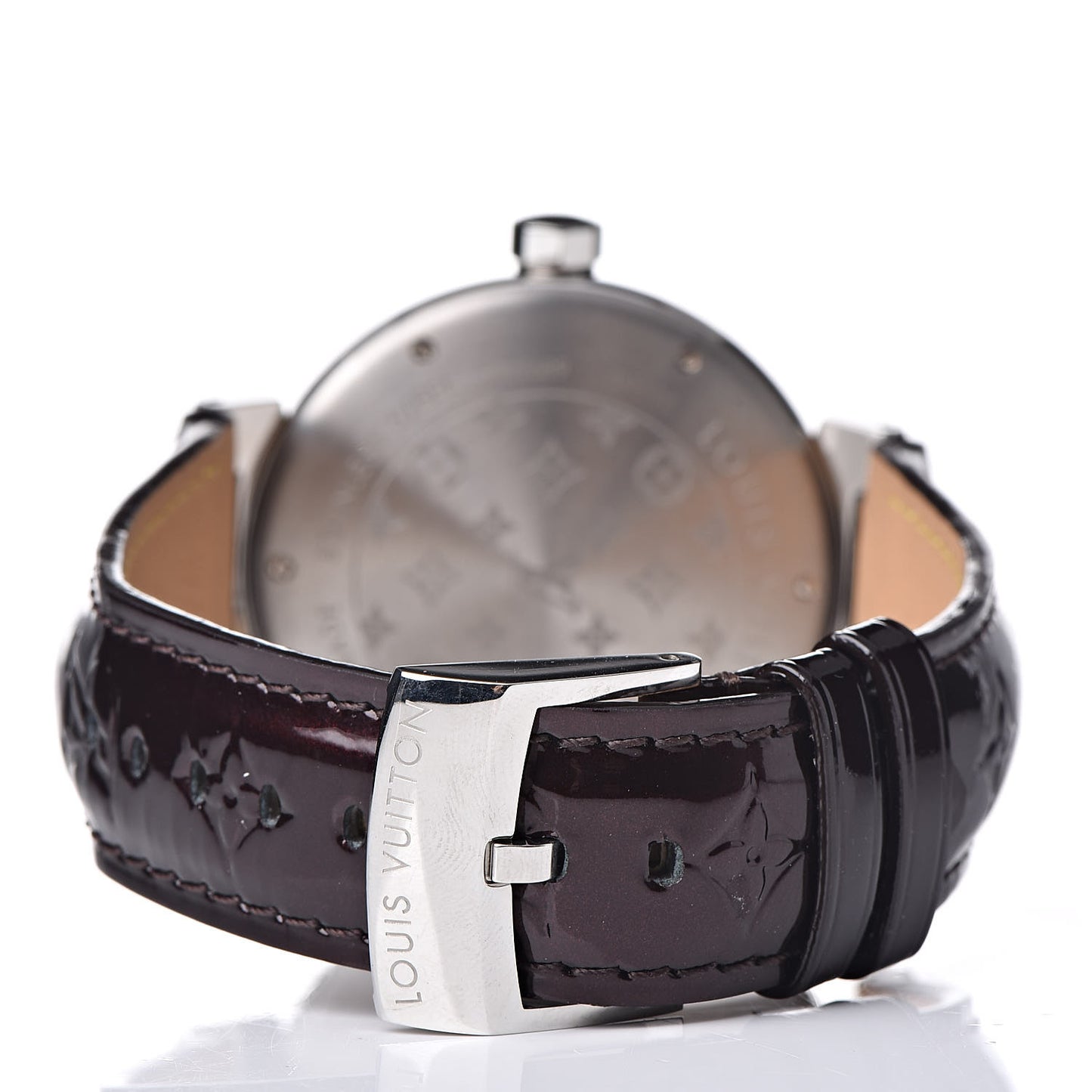 Stainless Steel Vernis Diamond 39mm Tambour Quartz Watch Amarante