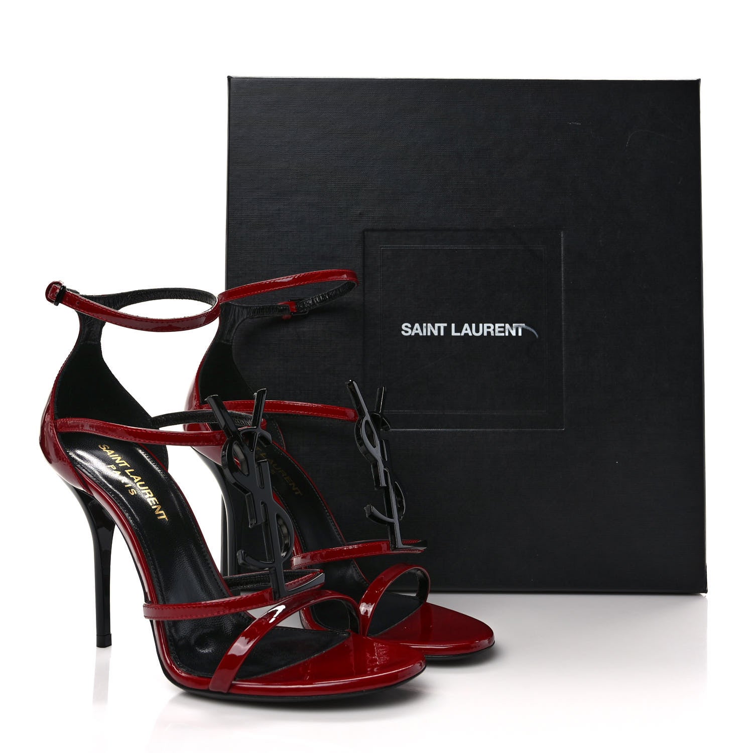Saint Laurent Patent Calfskin Cassandra 100 Sandals 36 Red Laquer 10 of 10