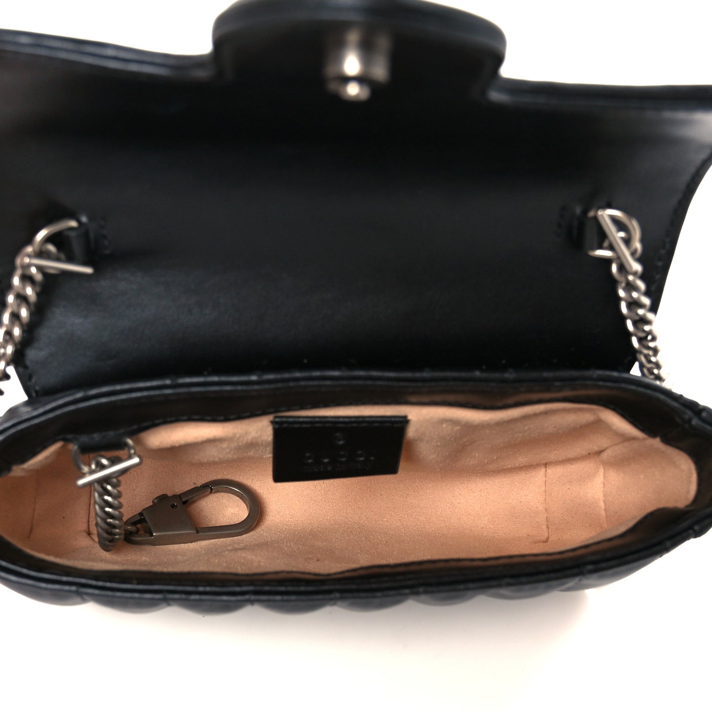 Calfskin Matelasse Aria Super Mini GG Marmont Shoulder Bag Black