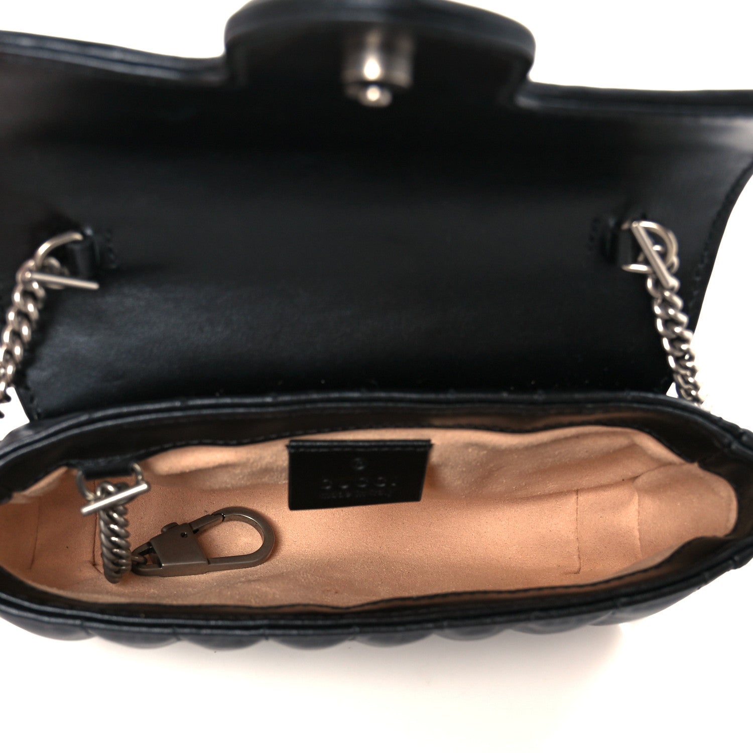 Gucci Calfskin Matelasse Aria Super Mini GG Marmont Shoulder Bag Black 5 of 10