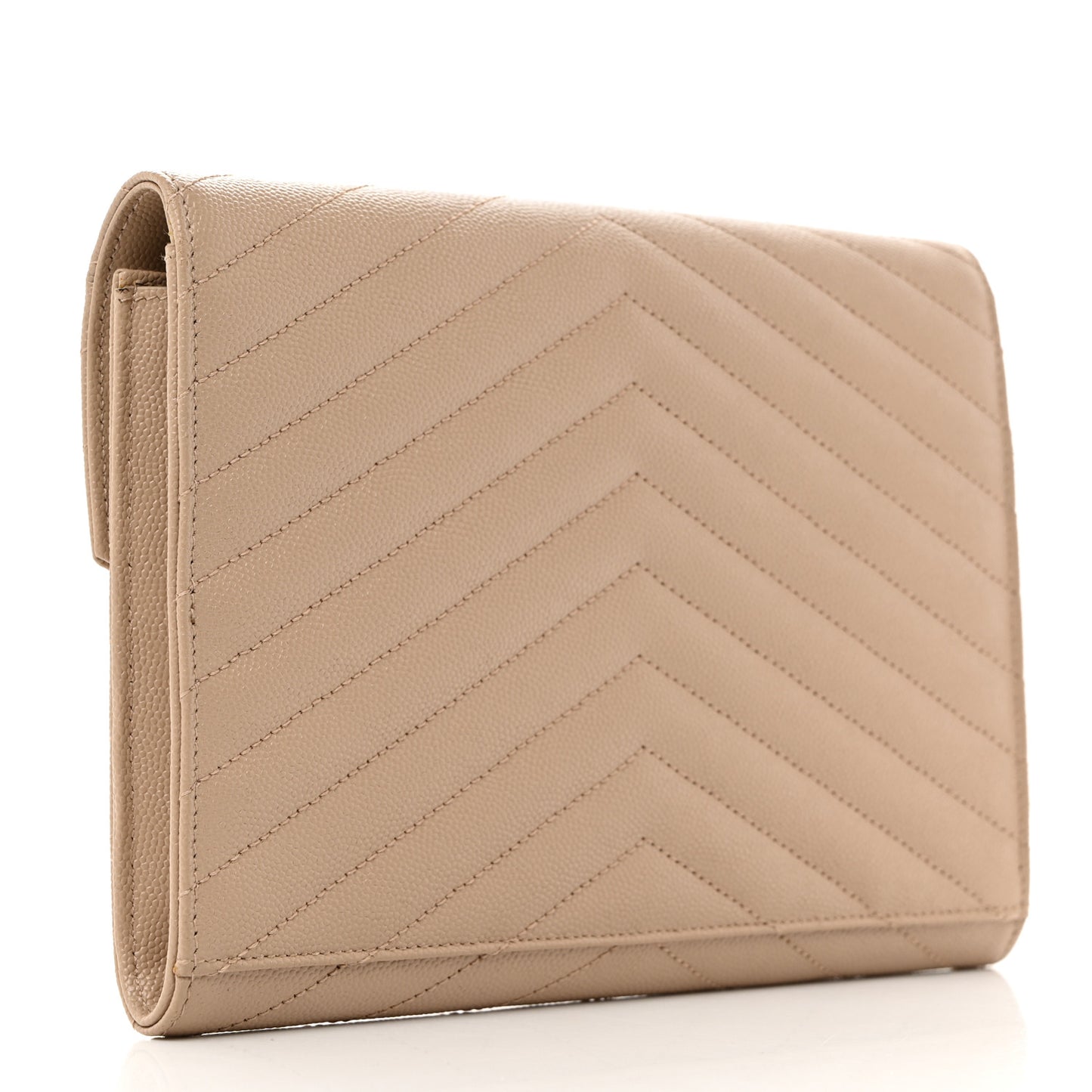 Grain De Poudre Matelasse Chevron Monogram Envelope Clutch Dark Beige