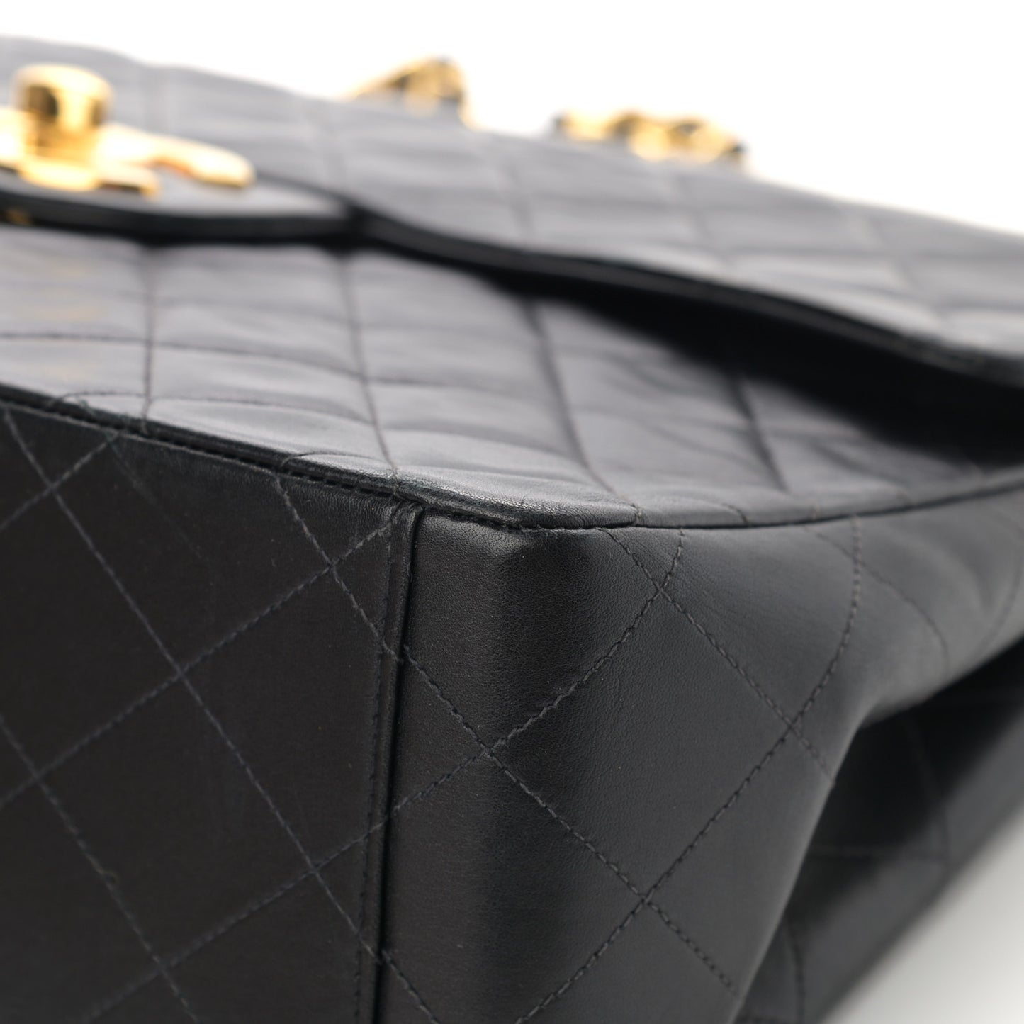 Lambskin Quilted XL Jumbo Single Flap Black