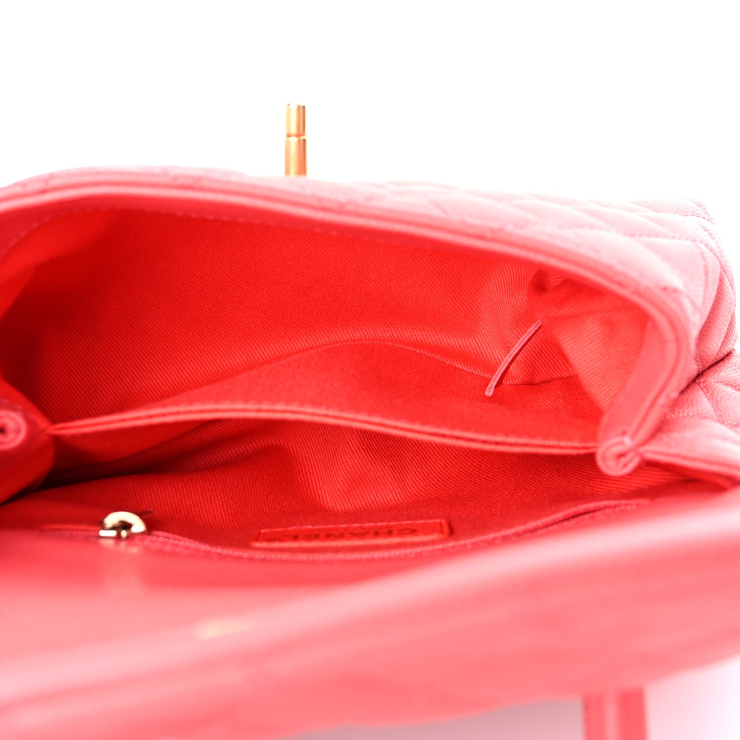 Caviar Quilted Mini Coco Handle Flap Coral