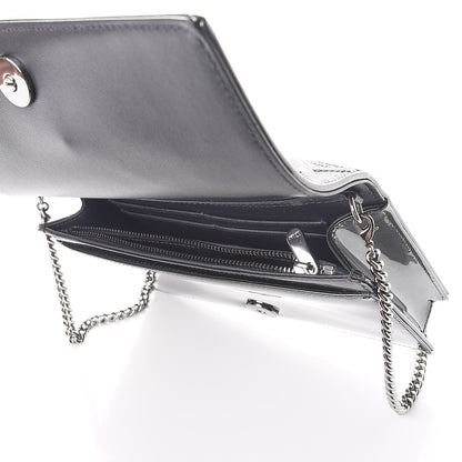 Christian Dior Metallic Patent Micro-Cannage Diorama Wallet on Chain Pouch Onyx Black 5 of 11