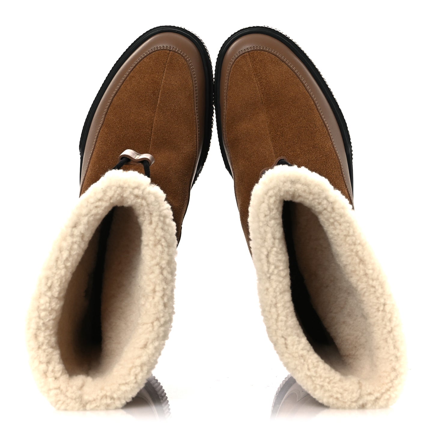 Suede Shearling Calfskin Womens Journey Ankle Boots 36 Brun Fumé 36 Ecru