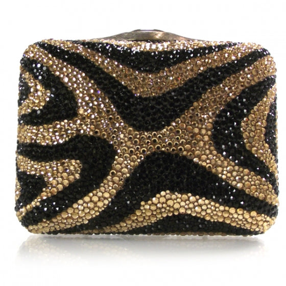 Judith Leiber Swarovski Crystal Minaudiere Clutch Black and Gold 2 of 7