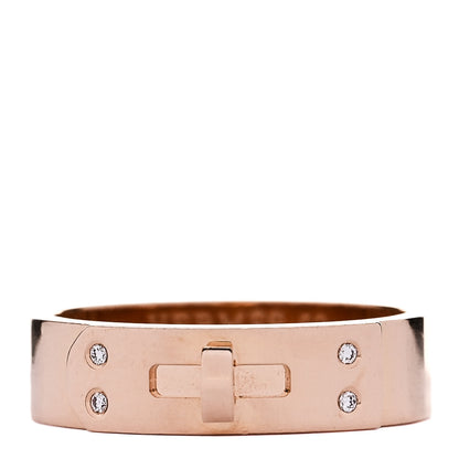 Hermes 18K Rose Gold Diamond PM Kelly Ring 52 6 1 of 5