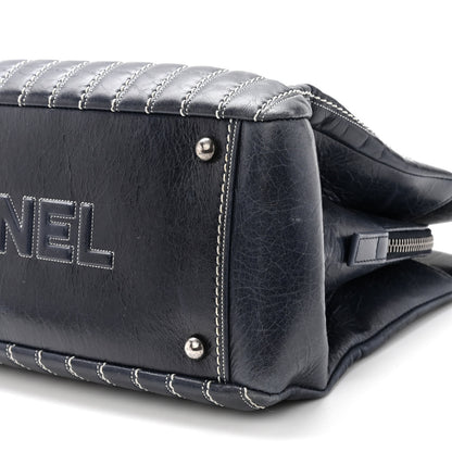 Chanel Lambskin Vertical Quilted Tote Navy 10 of 10