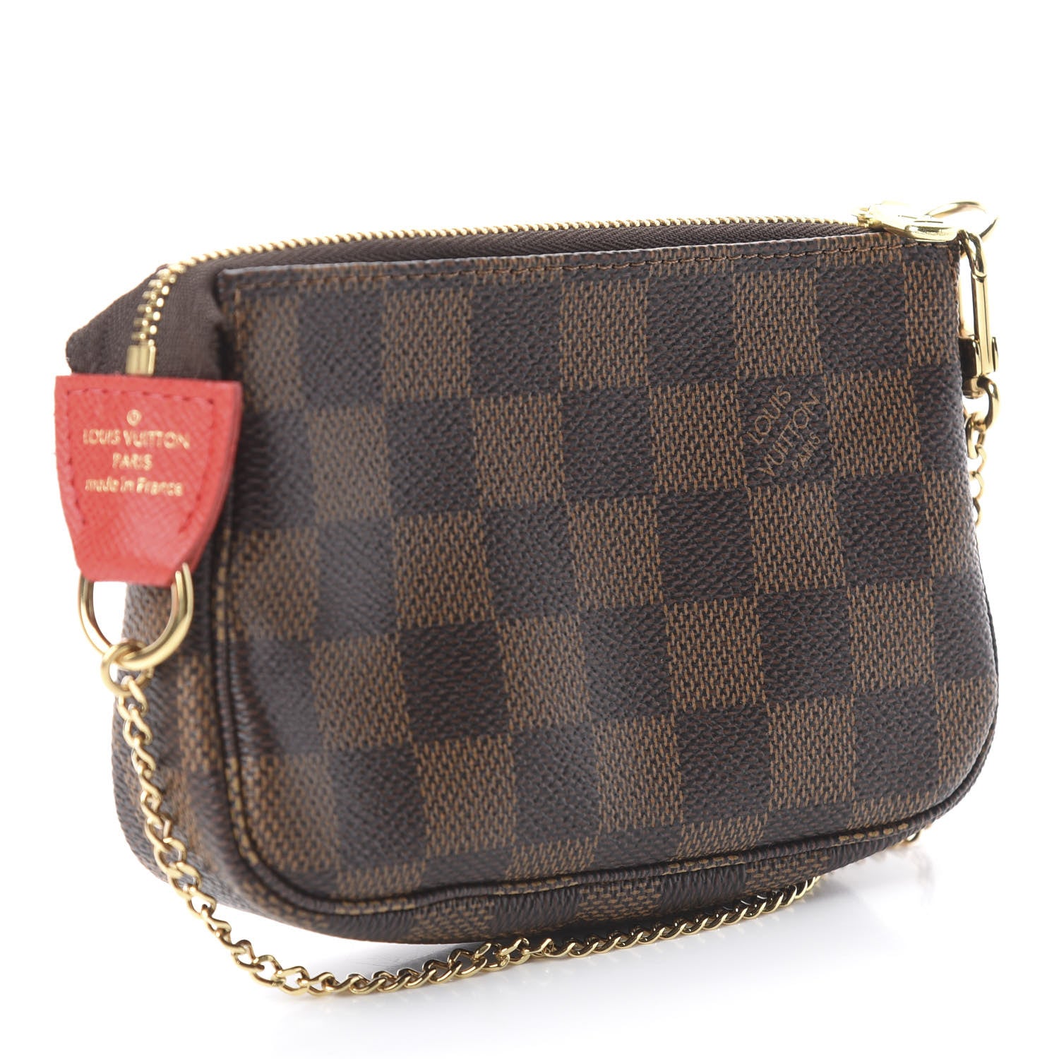 Louis Vuitton Damier Ebene 2019 Christmas Animation Mini Pochette Accessories Red 2 of 6