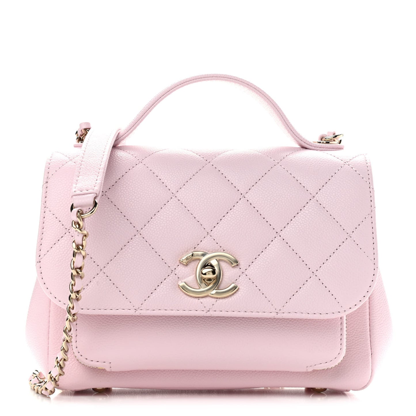 Caviar Quilted Small Business Affinity Flap Light Pink