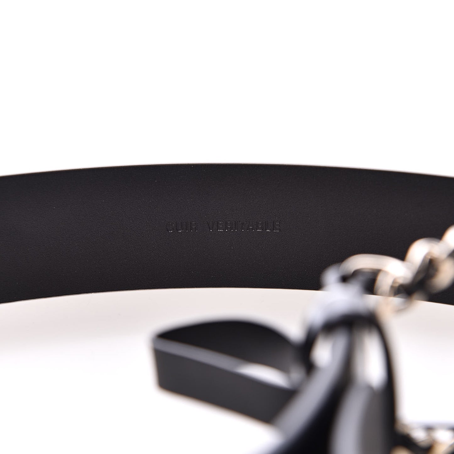 Calfskin Pearl CC Chain Belt 80 32 Black