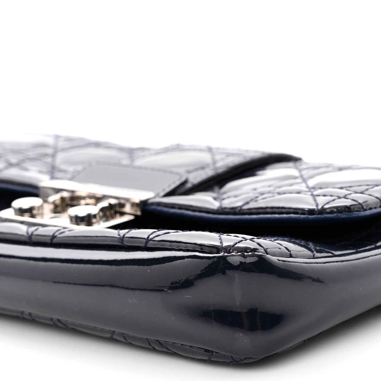 Patent Cannage Miss Dior Promenade Pouch Blue