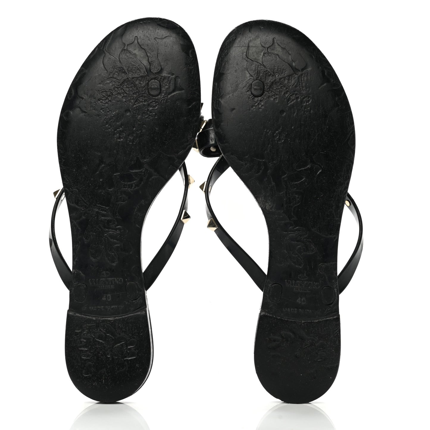 PVC Jelly Rockstud Bow Thong Sandals 40 Black