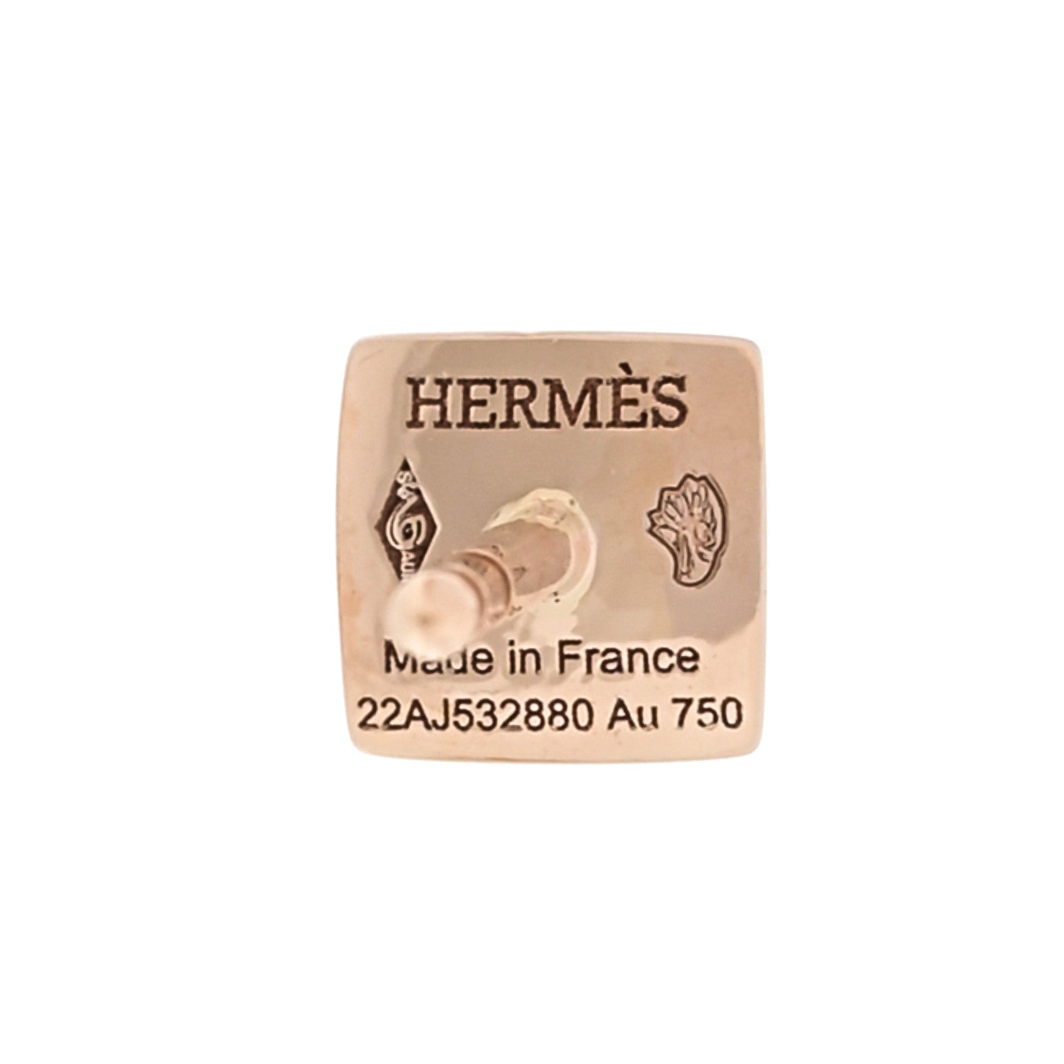 Hermes 18K Rose Gold Clou d'H Stud Earrings 4 of 4