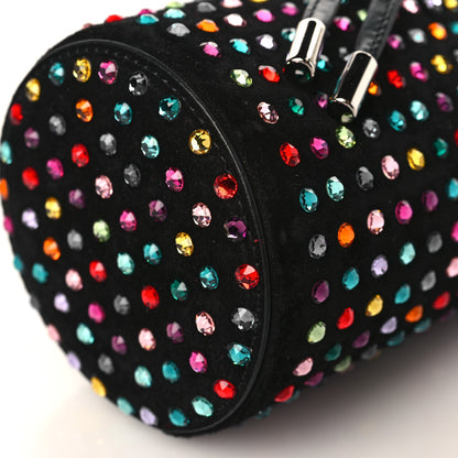 Christian Louboutin Calfskin Suede Strass Mini Marie Jane Bucket Black Multicolor 8 of 8