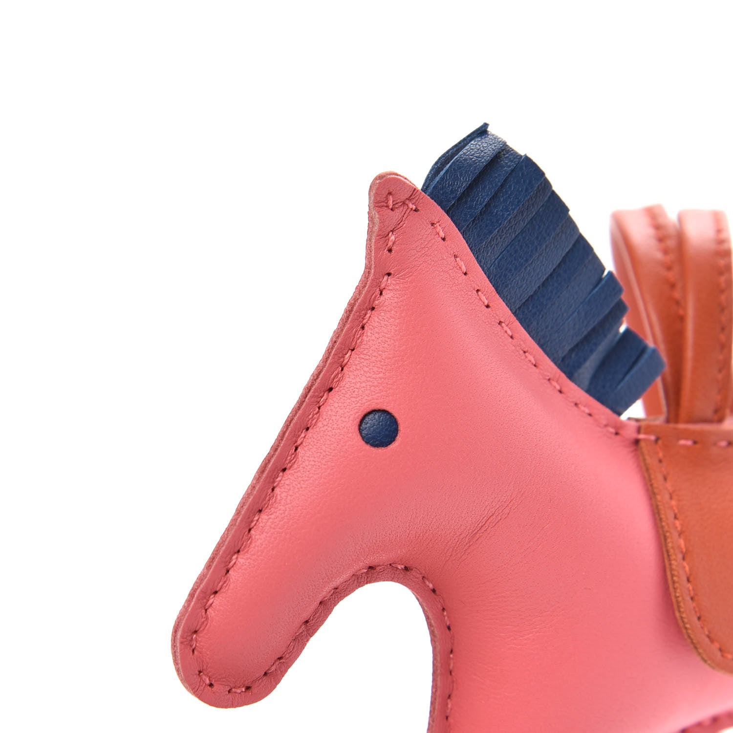 Hermes Milo Lambskin Grigri Rodeo Horse Bag Charm GM Rose Azalee Cornaline Bleu De Malte 5 of 5