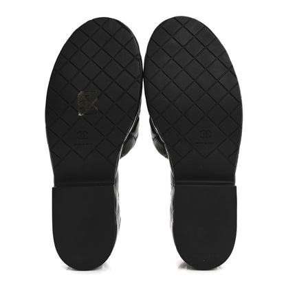 Chanel Lambskin Quilted CC Mules Wedge Sandals 40 Black 6 of 10