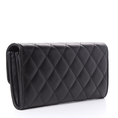 Chanel Lambskin Quilted Large Gusset Flap Wallet Black 3 of 13