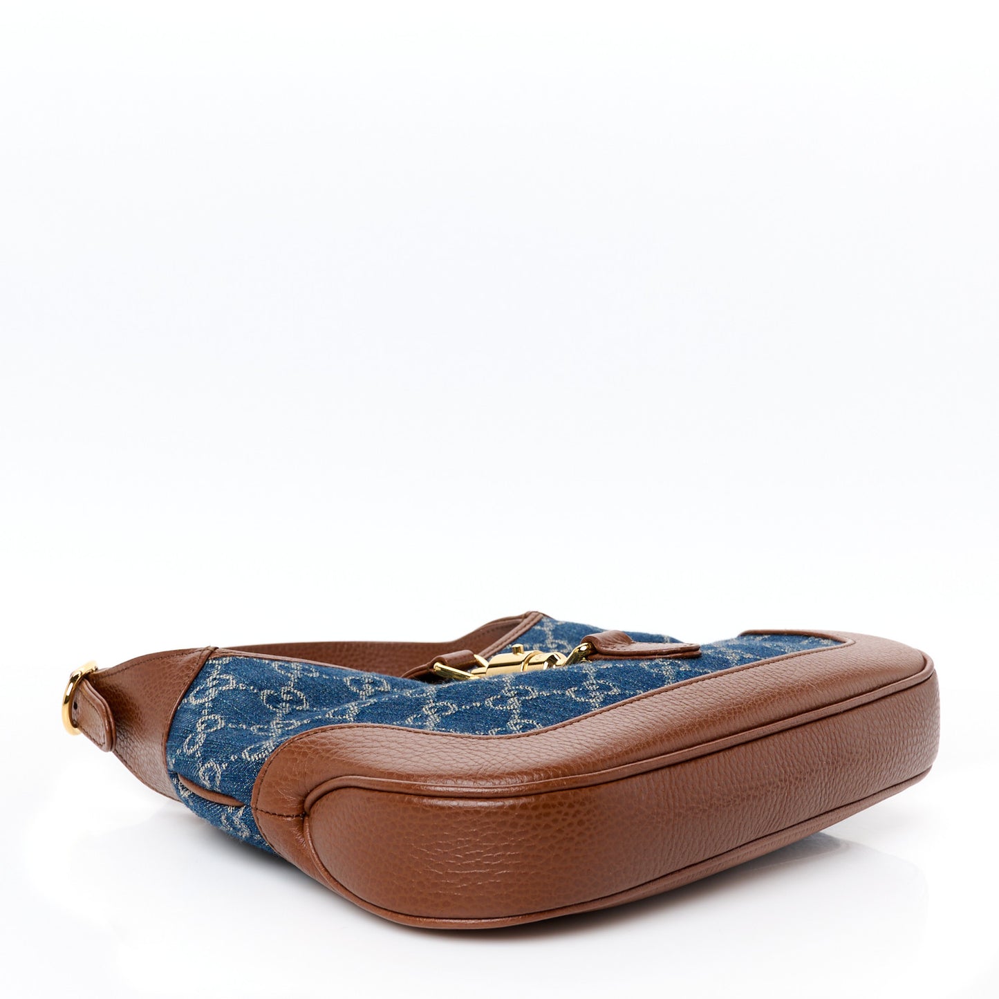 New Denim GG Monogram Calfskin Small Jackie 1961 Hobo Blue Tea Cuir