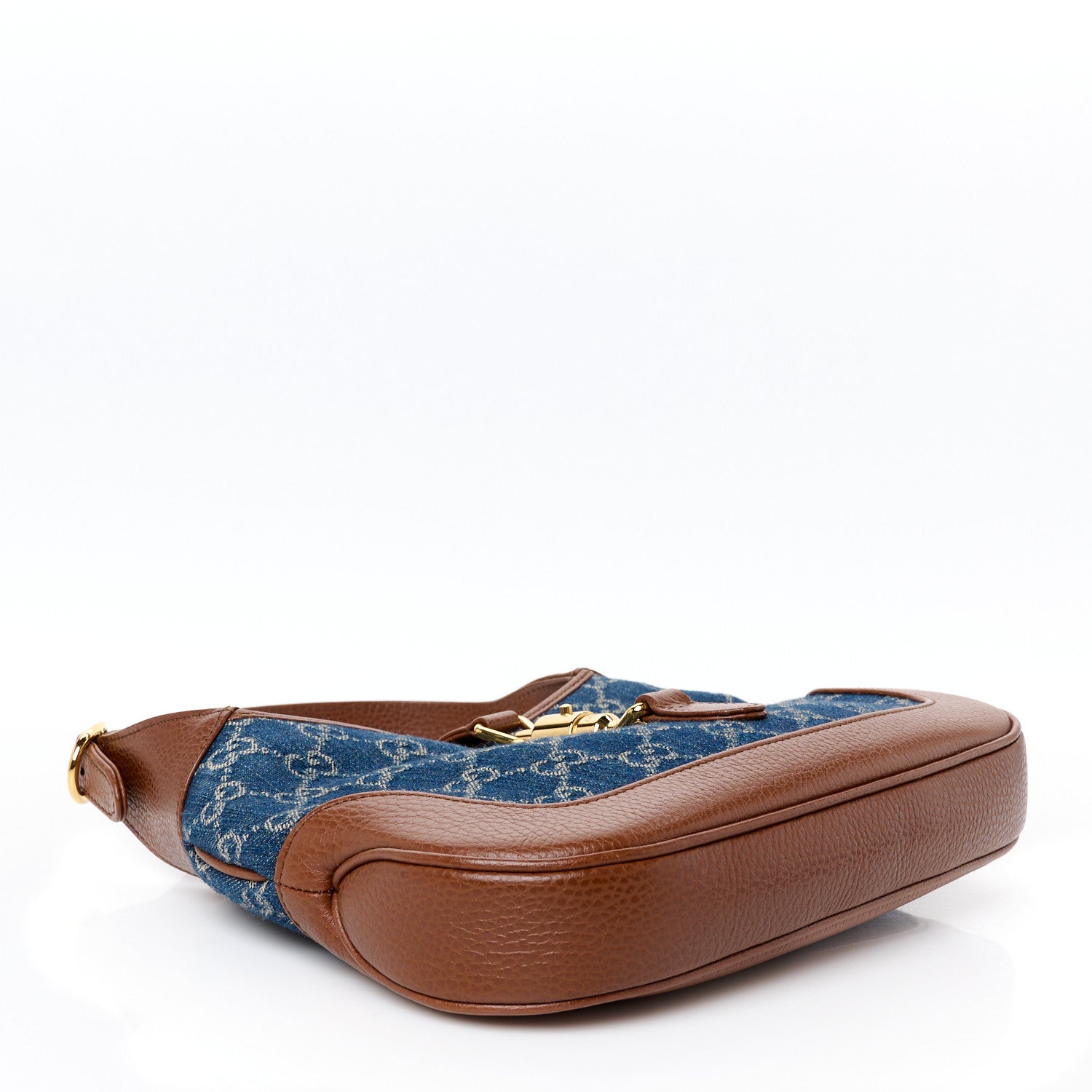 Gucci New Denim GG Monogram Calfskin Small Jackie 1961 Hobo Blue Tea Cuir 4 of 11