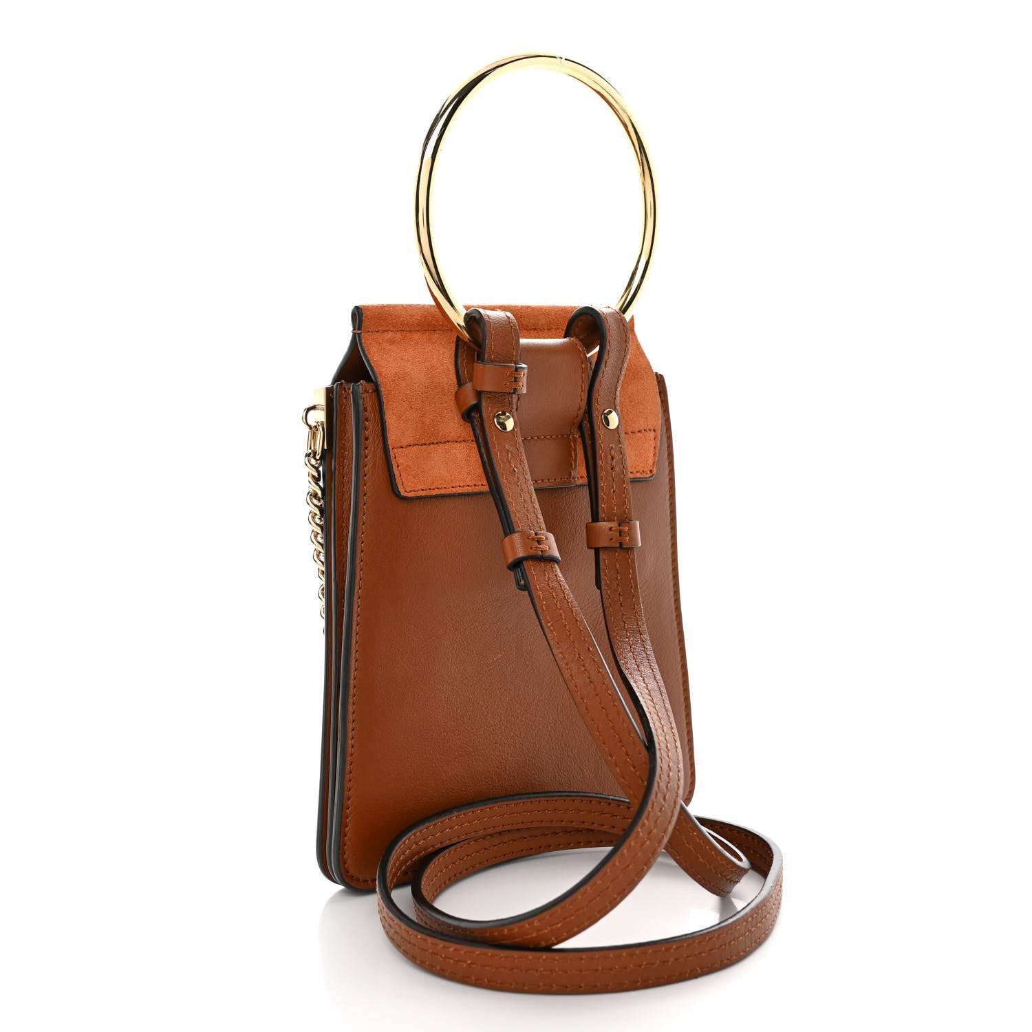 Chloe Suede Calfskin Mini Faye Bracelet Bag Tobacco 3 of 10