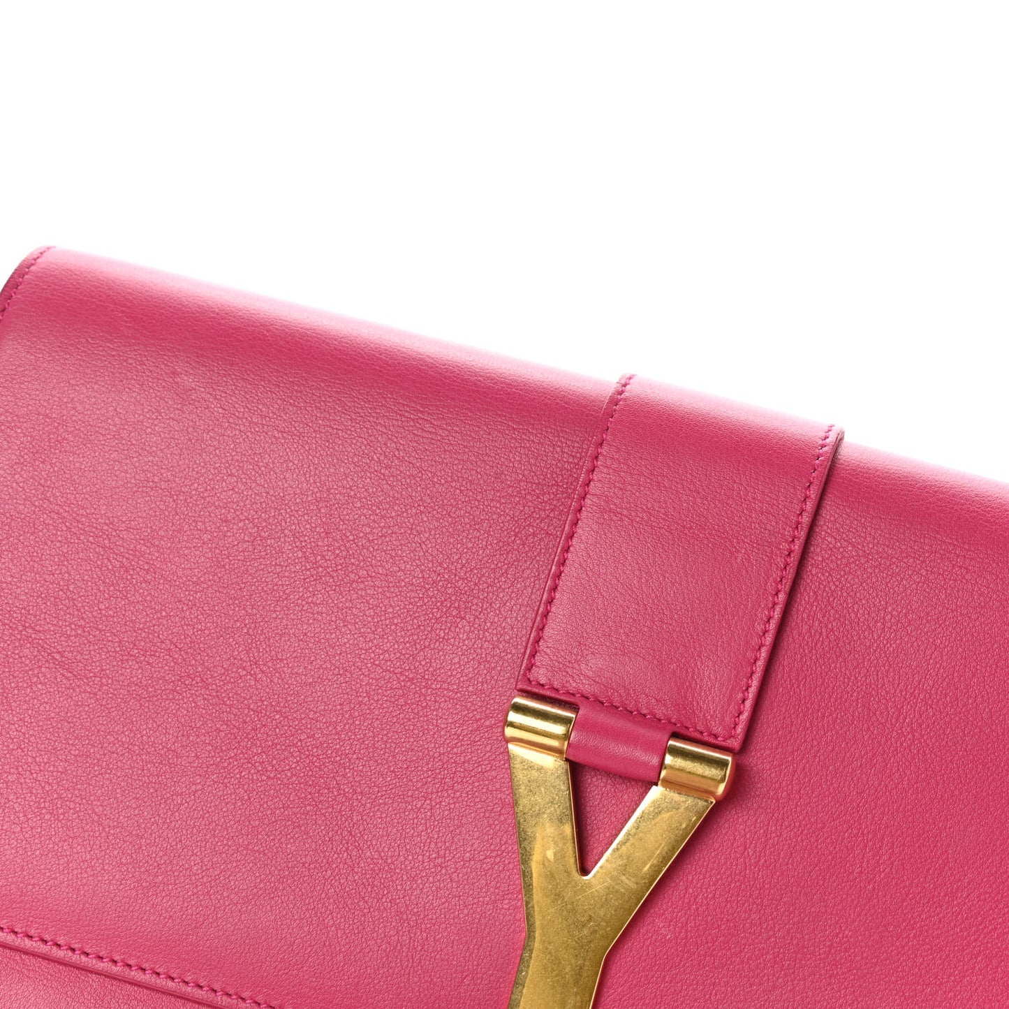 Calfskin Classic Y Ligne Clutch Fuchsia
