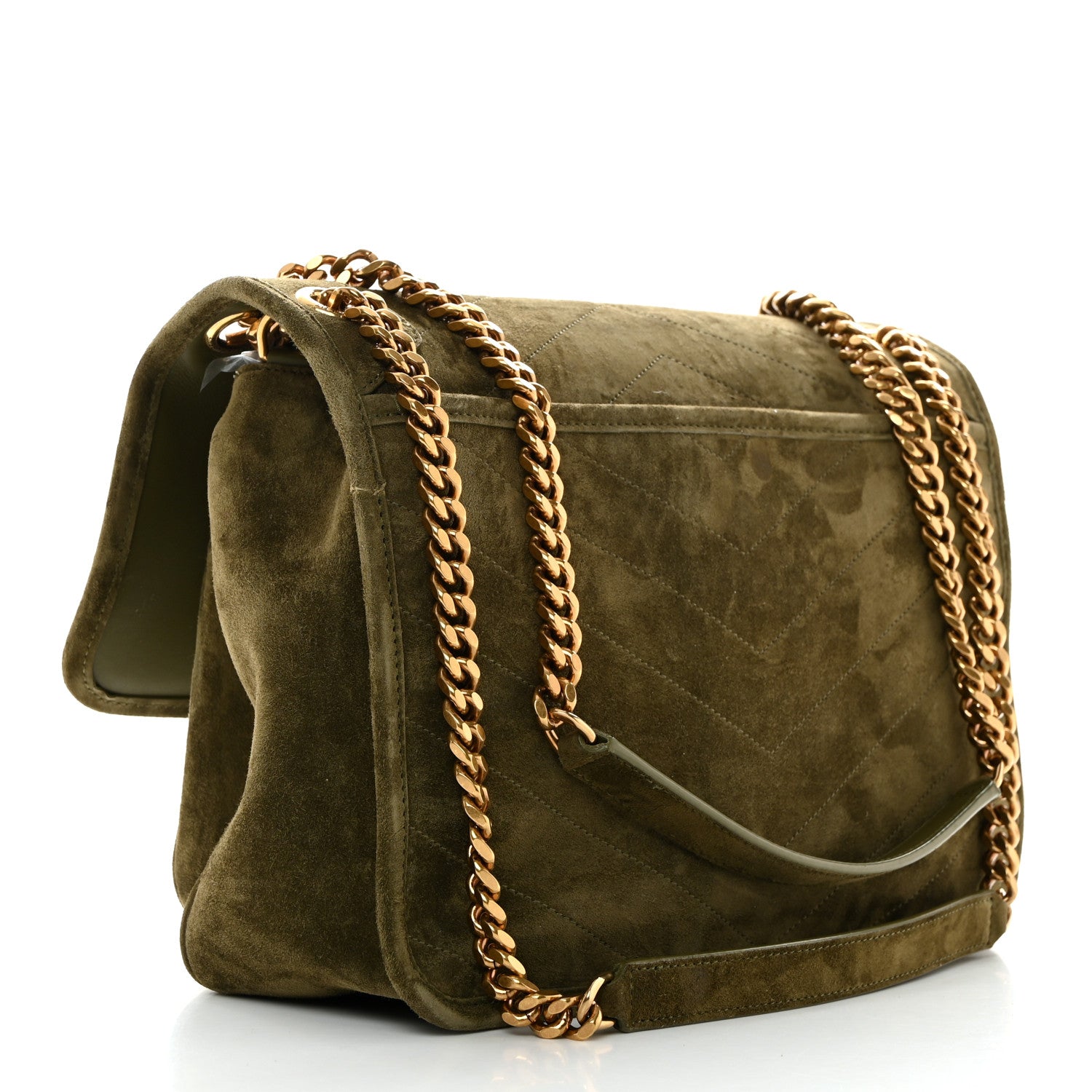 Saint Laurent Suede Monogram Medium Niki Chain Satchel Loden Green 2 of 10