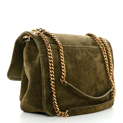Saint Laurent Suede Monogram Medium Niki Chain Satchel Loden Green 2 of 10